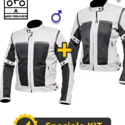 Kit Coppia FreeLife CE Grigio - Giacca Moto Estiva Befast FreeLife Grigia - Uomo + Donna