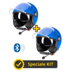 Kit Coppia Rapid Connect III Blu Opaco - 2 Caschi Jet Befast Con Interfono Integrato