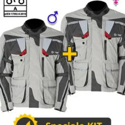 Kit Coppia Touring Tech CE Grigio - Giacca Moto Certificata Befast Uomo + Donna